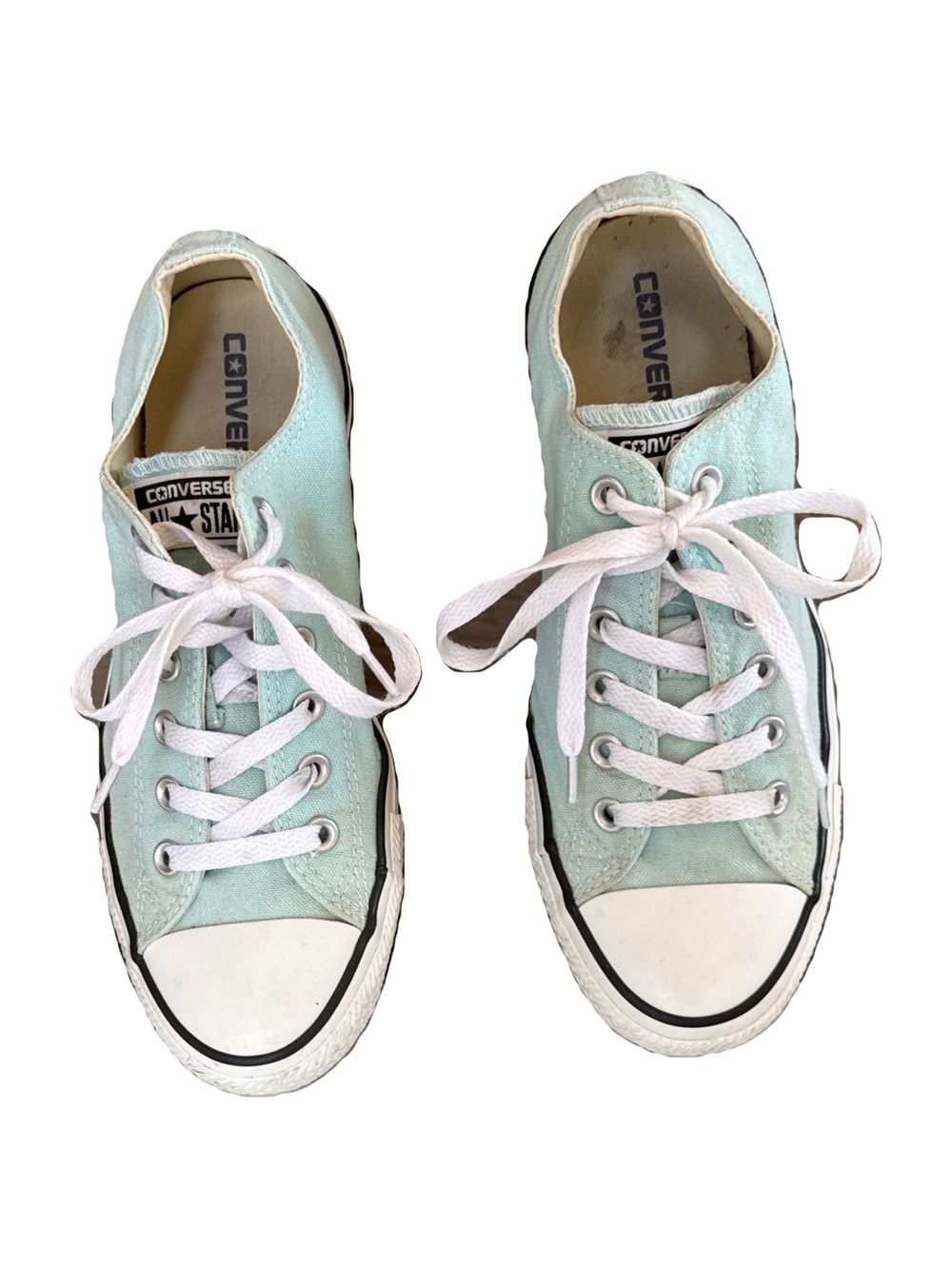 Converse Low Top Sneakers in Light Aqua and White 9